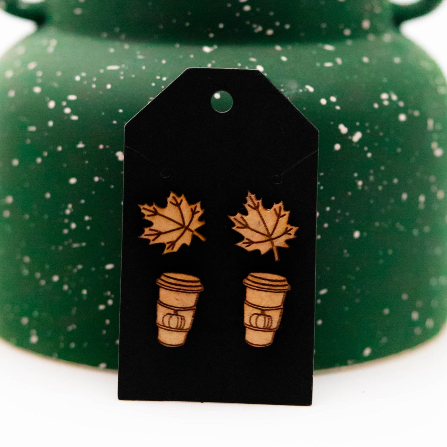 Coffee Cup / Leaf Stud Set